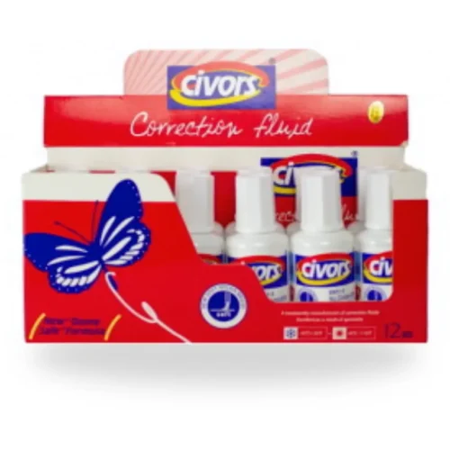Corrector liquido con pincel Civors 12ml de 12 unid.