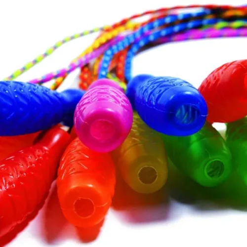 Soga/cuerda saltar mango plastico 10 pcs