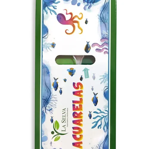 Acuarelas escolares GRANDE La Selva 12 colores