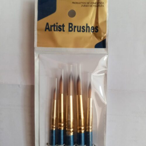 Paquete de Pincel redondo mango azul 5pcs