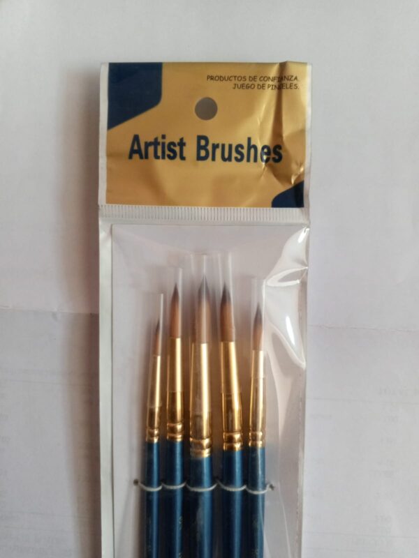 Paquete de Pincel redondo mango azul 5pcs