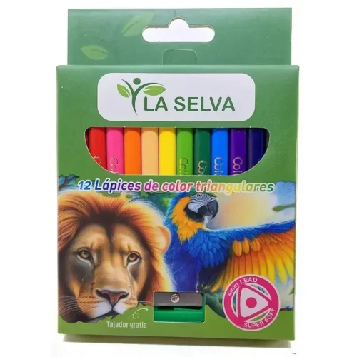 Color corto triangular mina 4mm soft La Selva de 12 colores + tajador