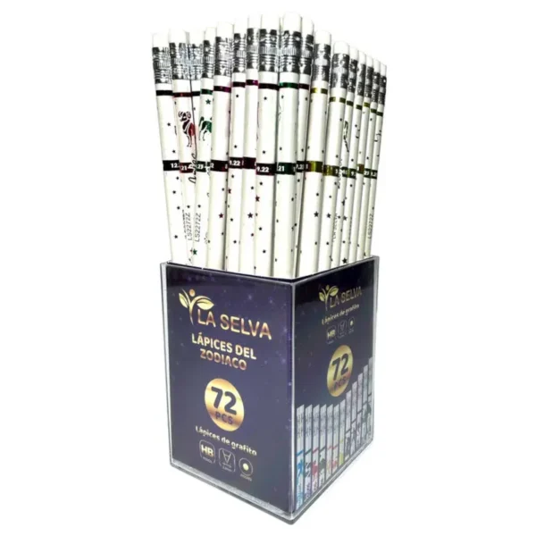 Lapiz negro diseños zodiaco HB mina 2.2mm La Selva 72 unid.