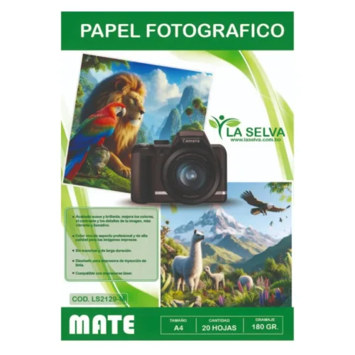 Papel fotografico A4 de 180grs La Selva de 20 hojas (Mate)