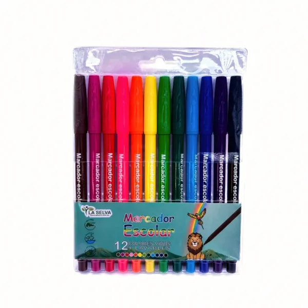 Marcador escolar La Selva de 12 colores
