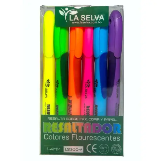 Resaltador de colores fluorescente, 1-4mm La Selva 6 UNID