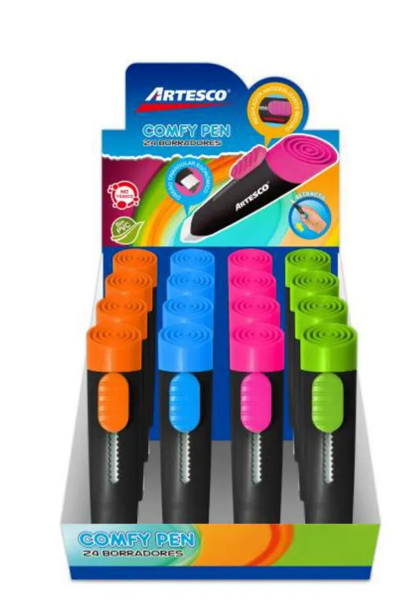 Borrador Comfy Grip Artesco Colores 24 unid.