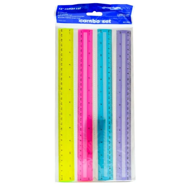 Regla economica 4 colores 30cm 12 unid.