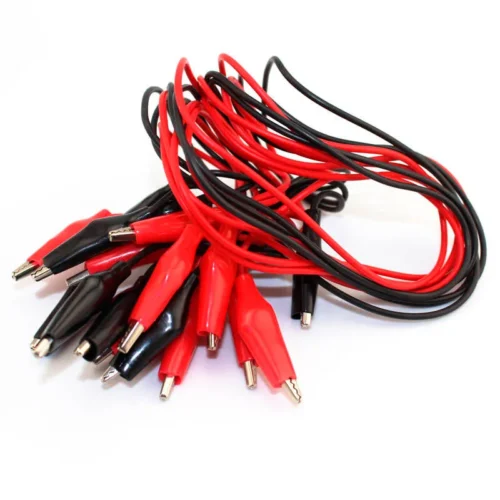 Par de cable + pinza rojo y negro 50 cm aprox