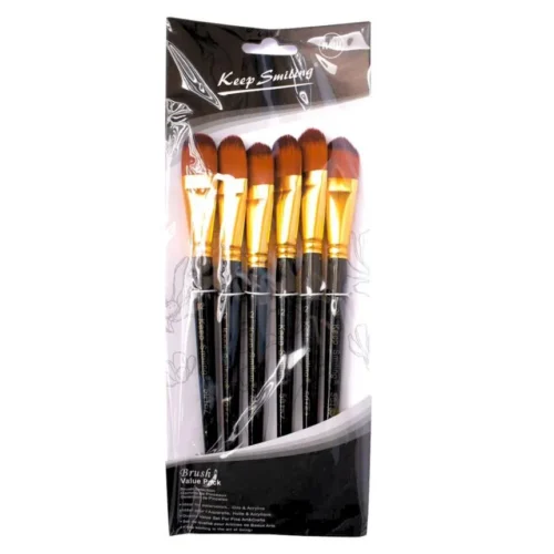 Pincel lengua de gato Keep Smiling de 6u (#10) Pincel lengua de gato Keep Smiling de 6 unid