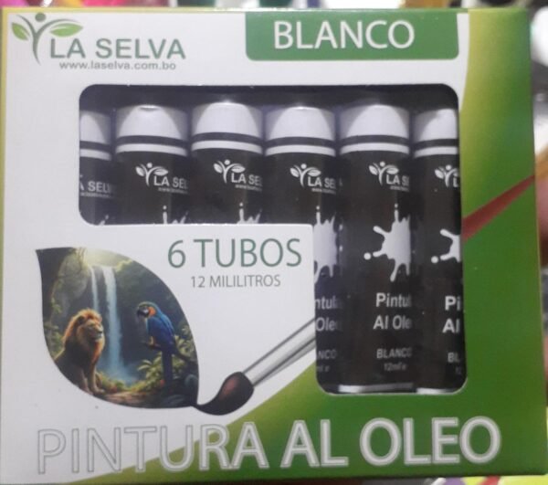Pintura al oleo blanco de 12ml La Selva 6pcs